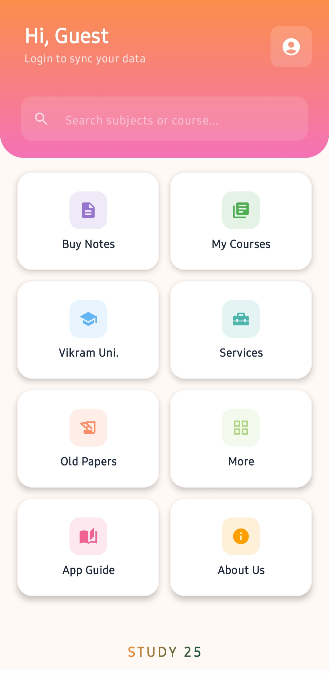 University Updates Screen